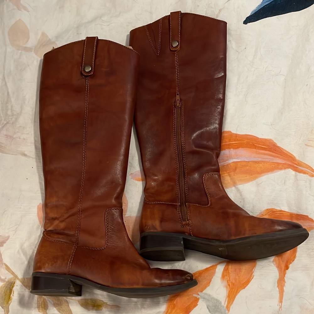 INC size 6.5 leather cognac brown boots